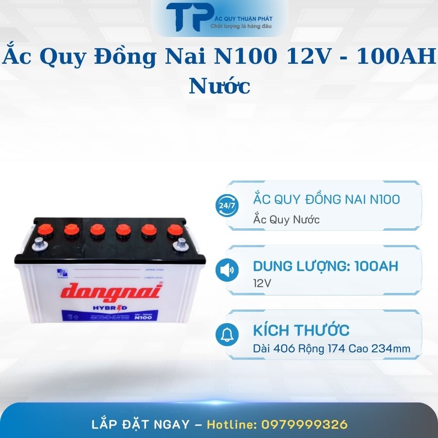 Ắc quy Đồng Nai N100 12V - 100AH Nước