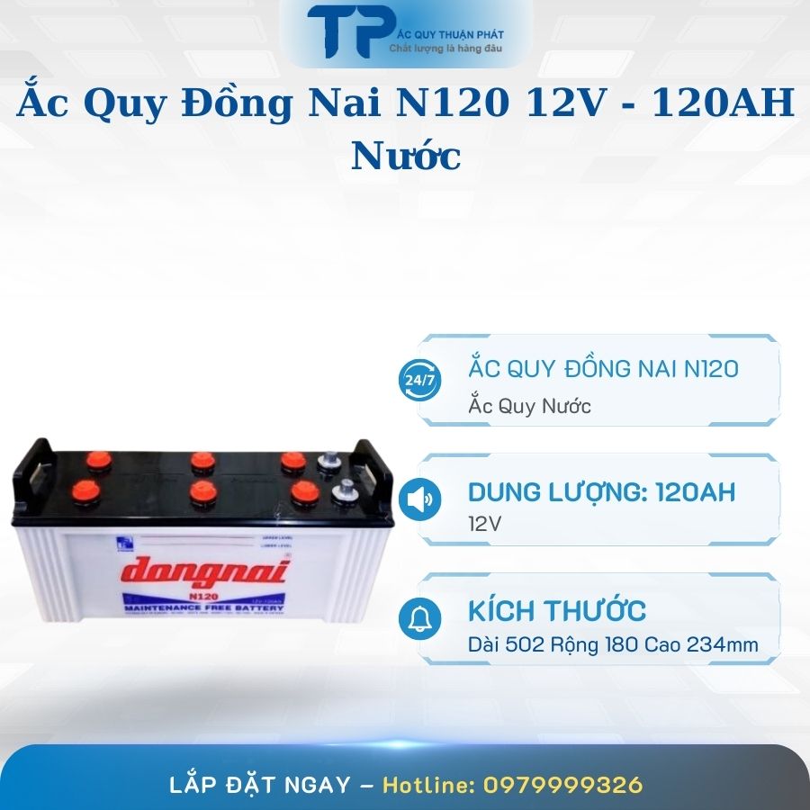 Ắc quy Đồng Nai N120 12V - 120AH Nước