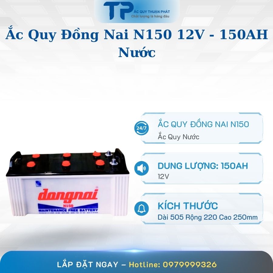 Ắc quy Đồng Nai N150 12V - 150AH Nước