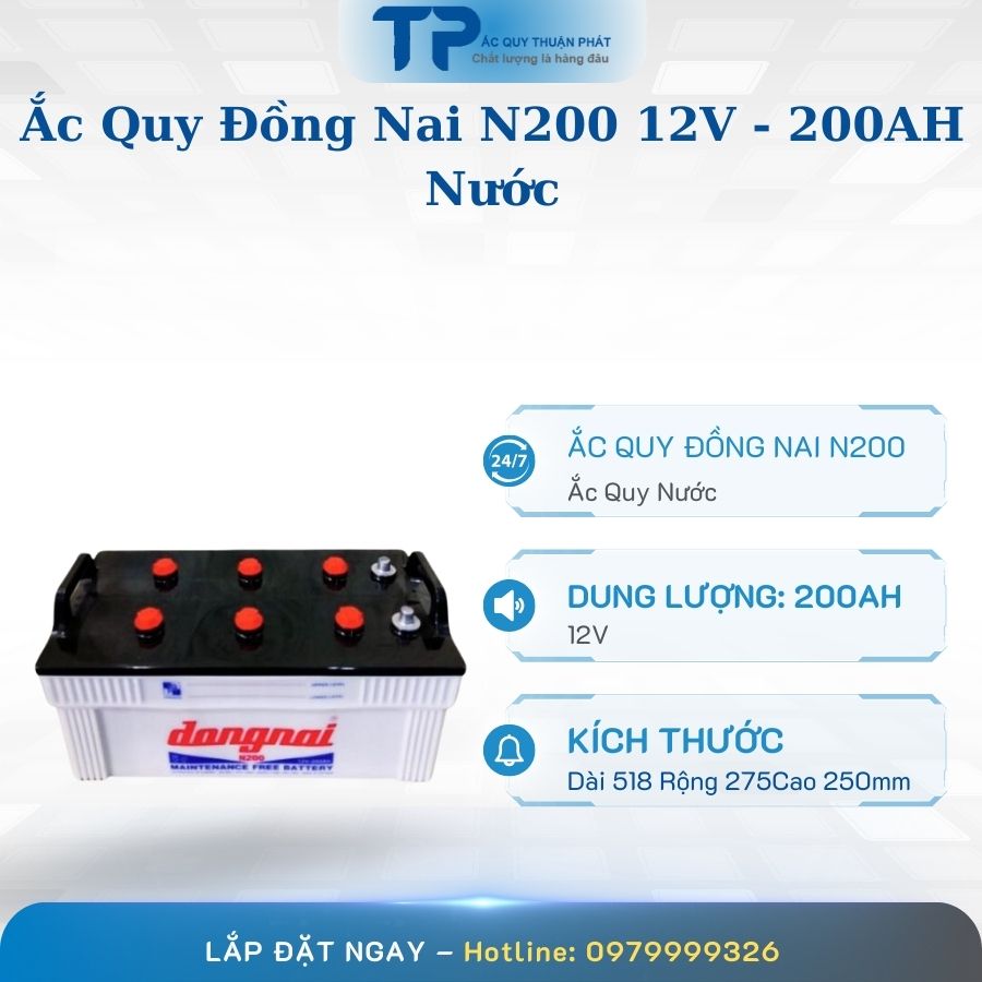 Ắc quy Đồng Nai N200 12V - 200AH Nước