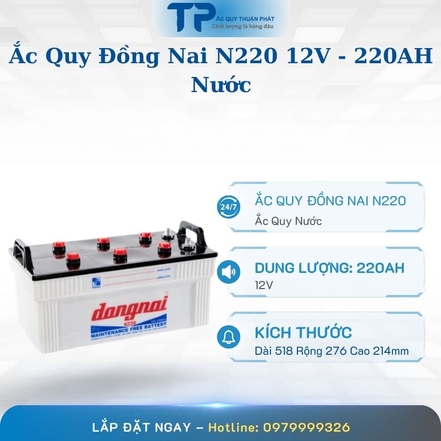 Ắc quy Đồng Nai N220 12V - 220AH Nước