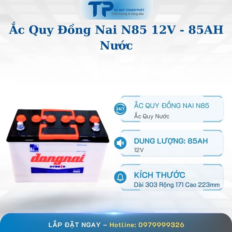 Ắc quy Đồng Nai N85 12V - 85AH Nước
