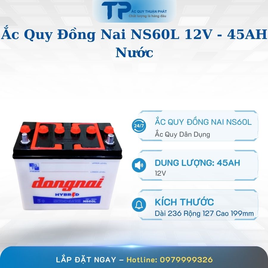 Ắc quy Đồng Nai NS60L 12V - 45AH Nước