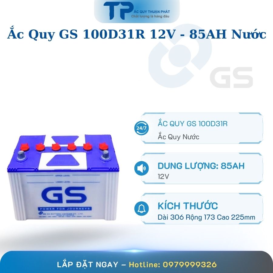 Ắc quy GS 100D31R 12V - 85AH Nước