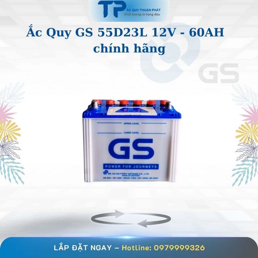Ắc quy GS 55D23L 12V - 60AH chính hãng