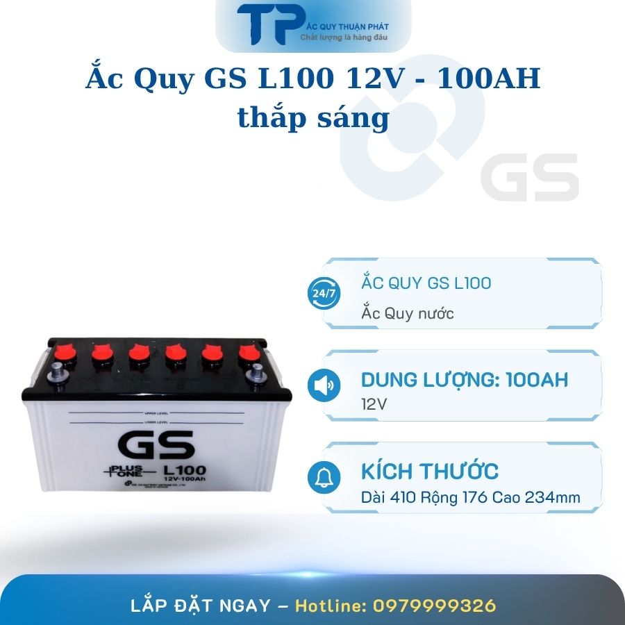 Ắc quy GS L100 12V - 100AH thắp sáng