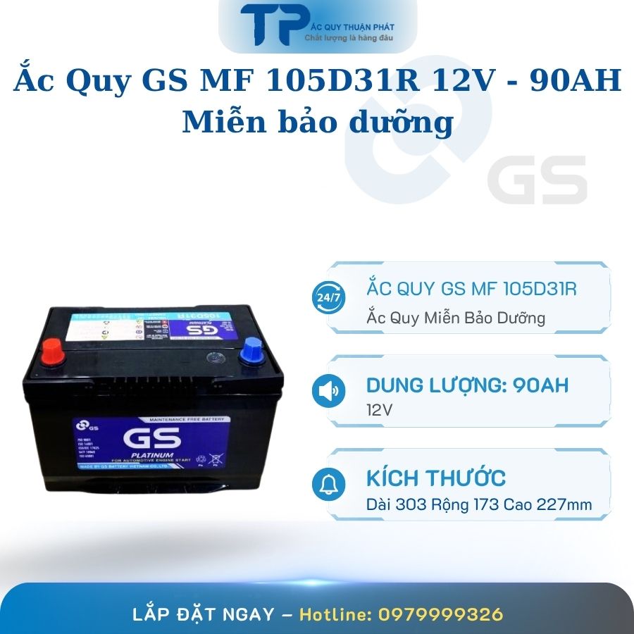Ắc quy GS MF 105D31R 12V - 90AH chính hãng
