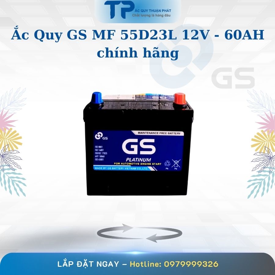 Ắc quy GS MF 55D23L 12V - 60AH chính hãng
