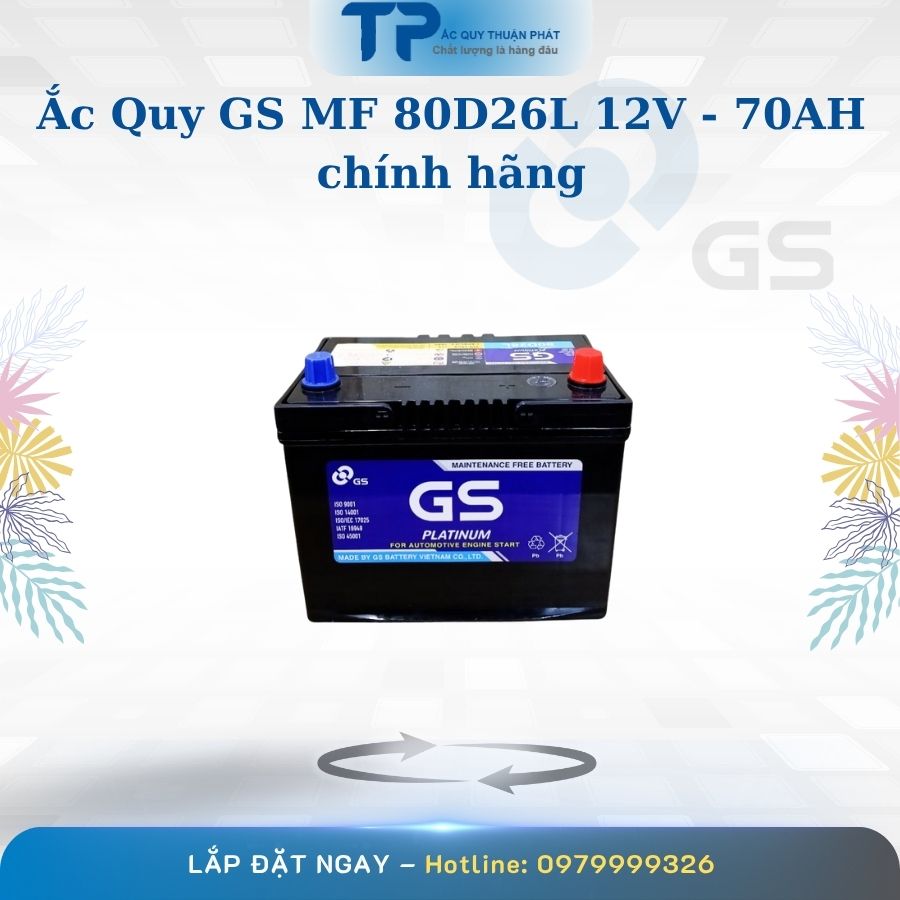 Ắc quy GS MF 80D26L 12V - 70AH chính hãng
