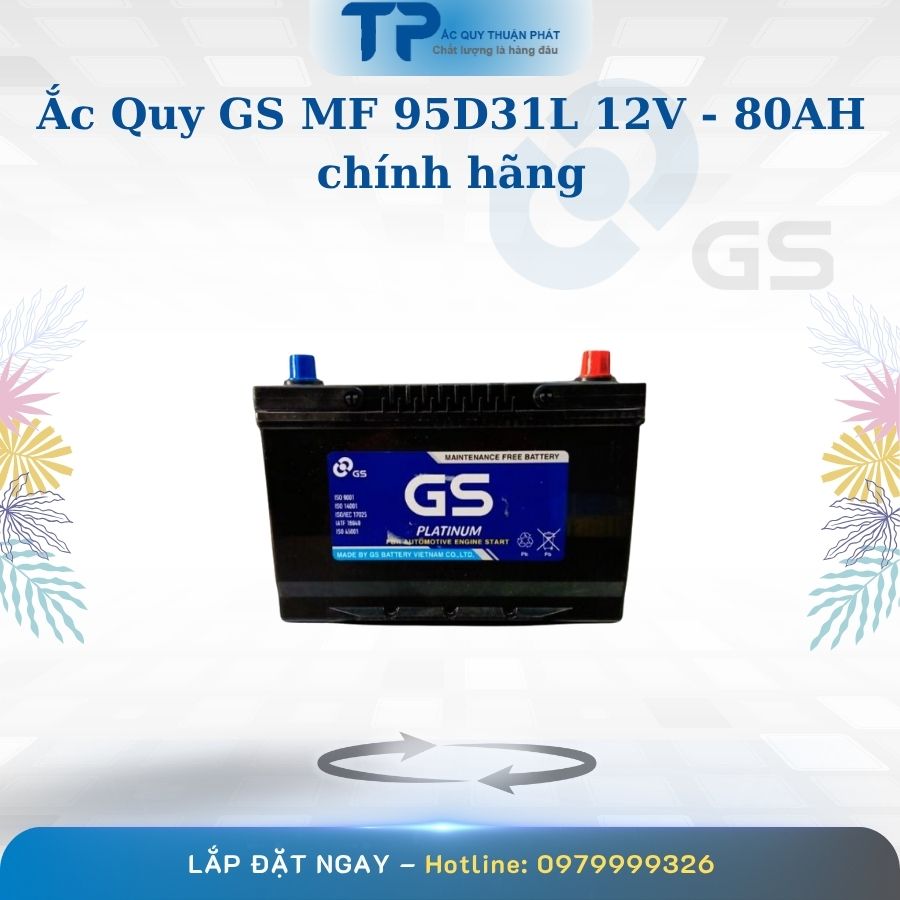 Ắc quy GS MF 95D31L 12V - 80AH chính hãng