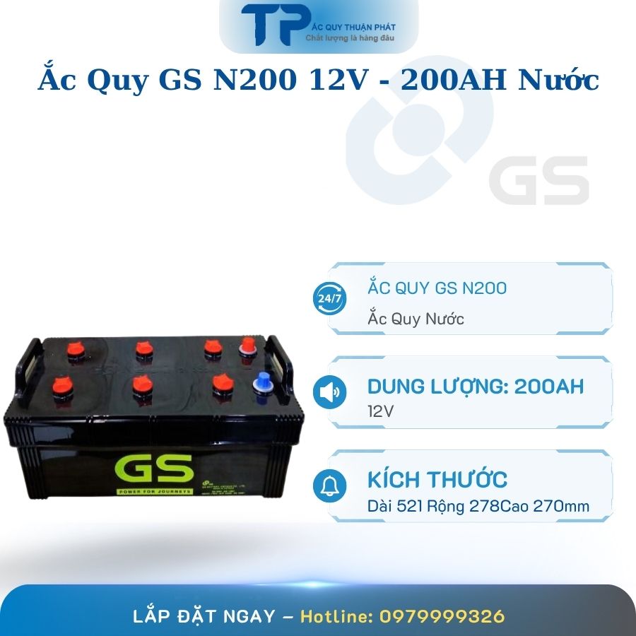 Ắc quy GS N200 12V - 200AH nước