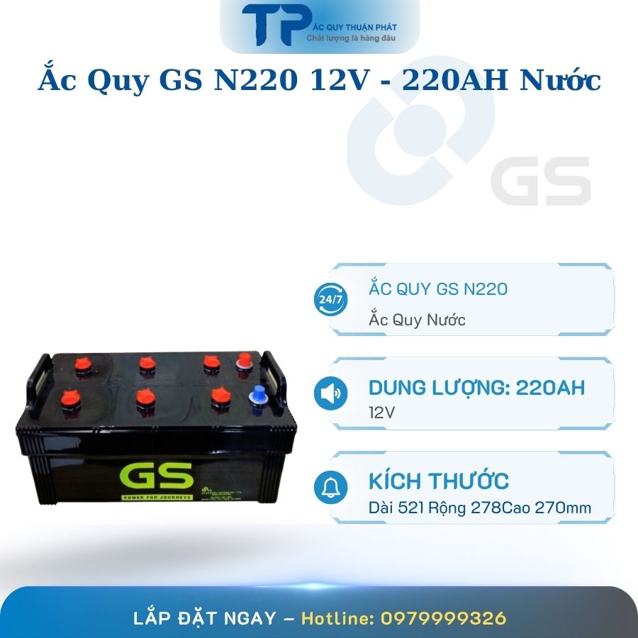Ắc quy GS N220 12V - 220AH nước