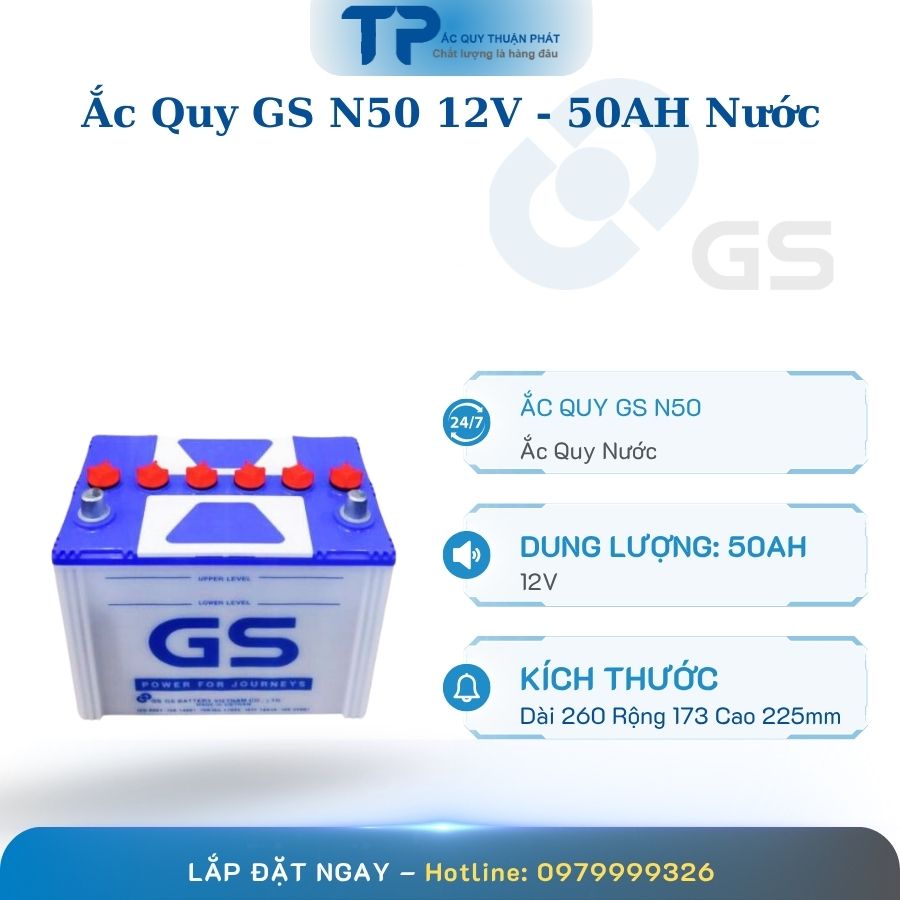 Ắc quy GS N50 12V - 50AH nước