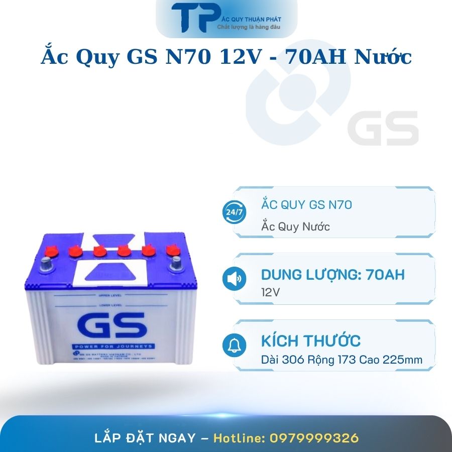 Ắc quy GS N70 12V - 70AH nước