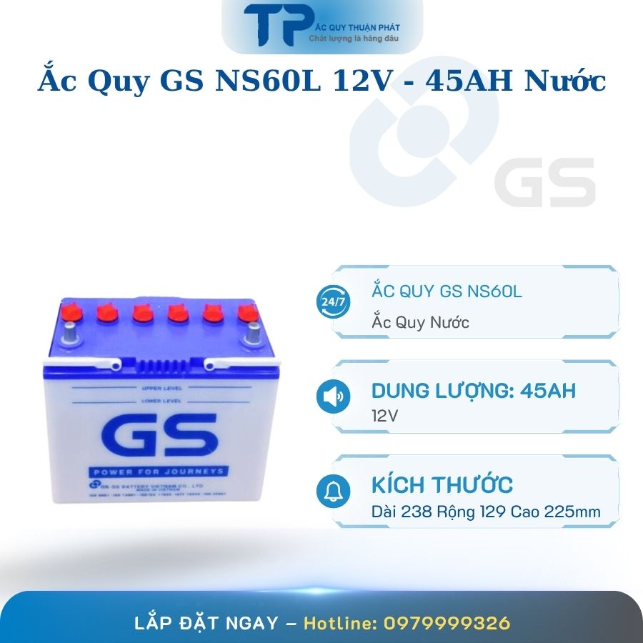 Ắc quy GS NS60L 12V - 45AH Nước