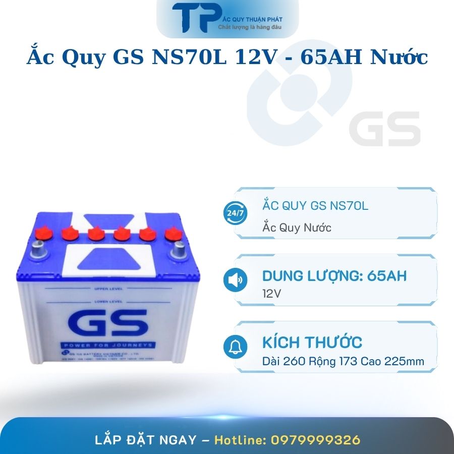 Ắc quy GS NS70L 12V - 65AH Nước