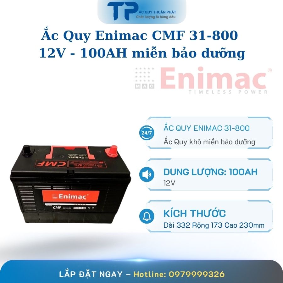 Ắc quy Enimac CMF 31-800 12V - 100AH miễn bảo dưỡng