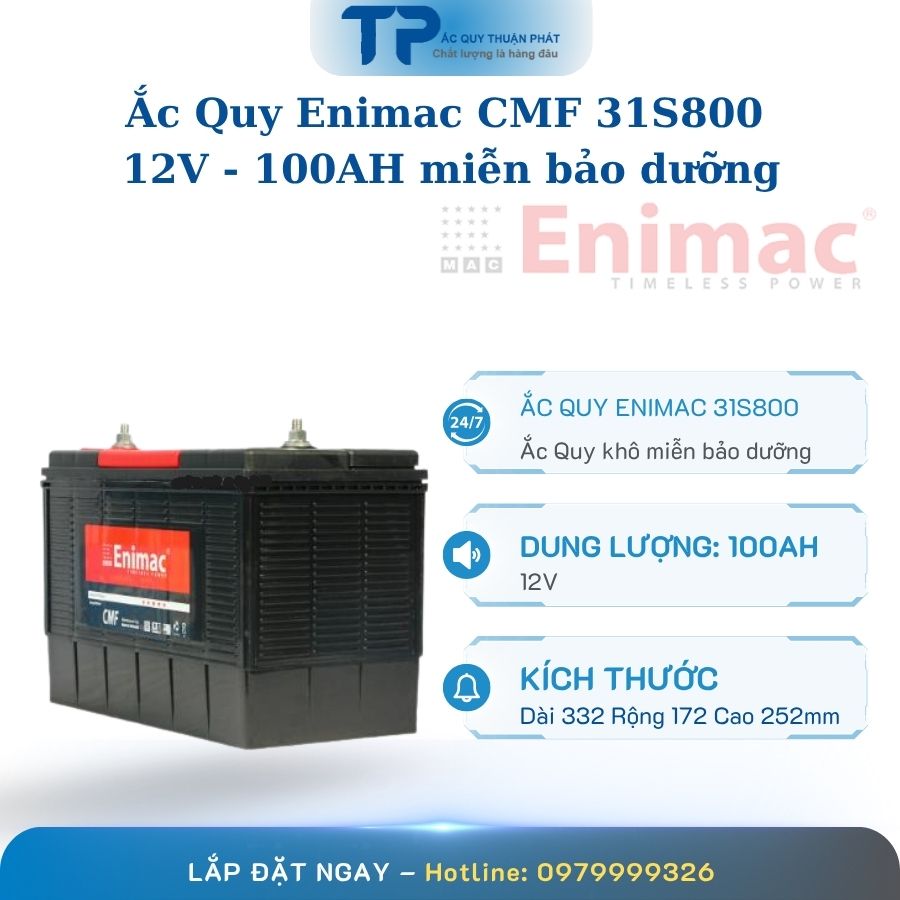 Ắc quy Enimac CMF 31S800 12V - 100AH miễn bảo dưỡng