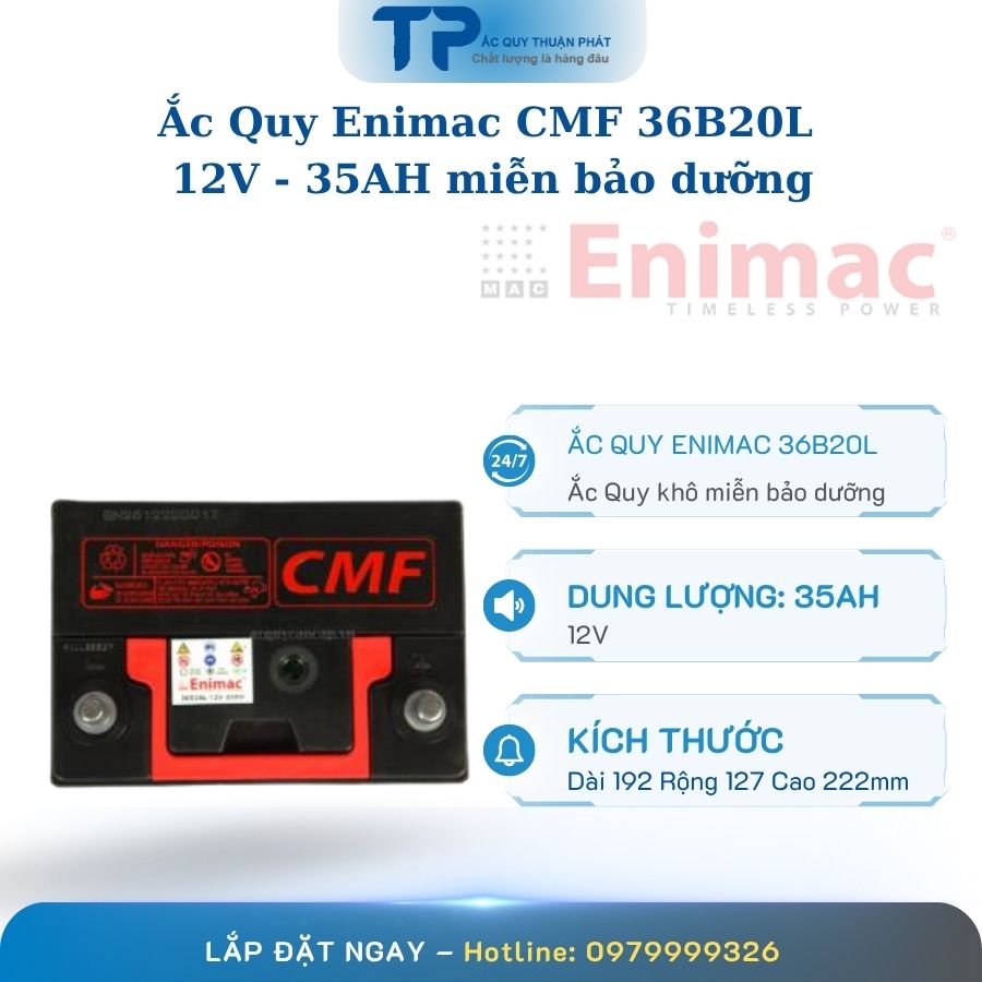 Ắc quy Enimac CMF 36B20L 12V - 35AH miễn bảo dưỡng
