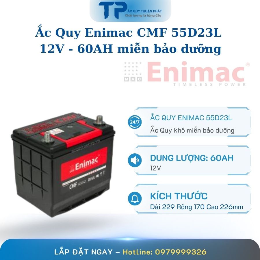 Ắc quy Enimac CMF 55D23L 12V - 60AH miễn bảo dưỡng