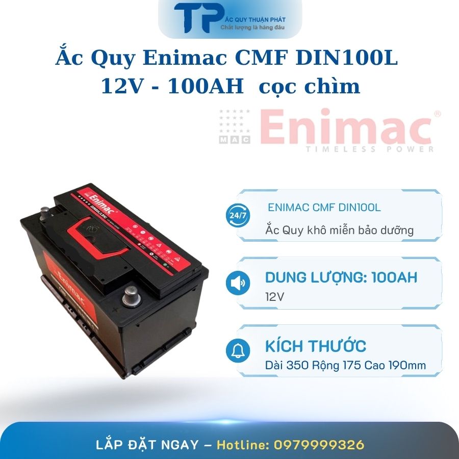 Ắc quy Enimac CMF DIN100L 12V - 100AH cọc chìm