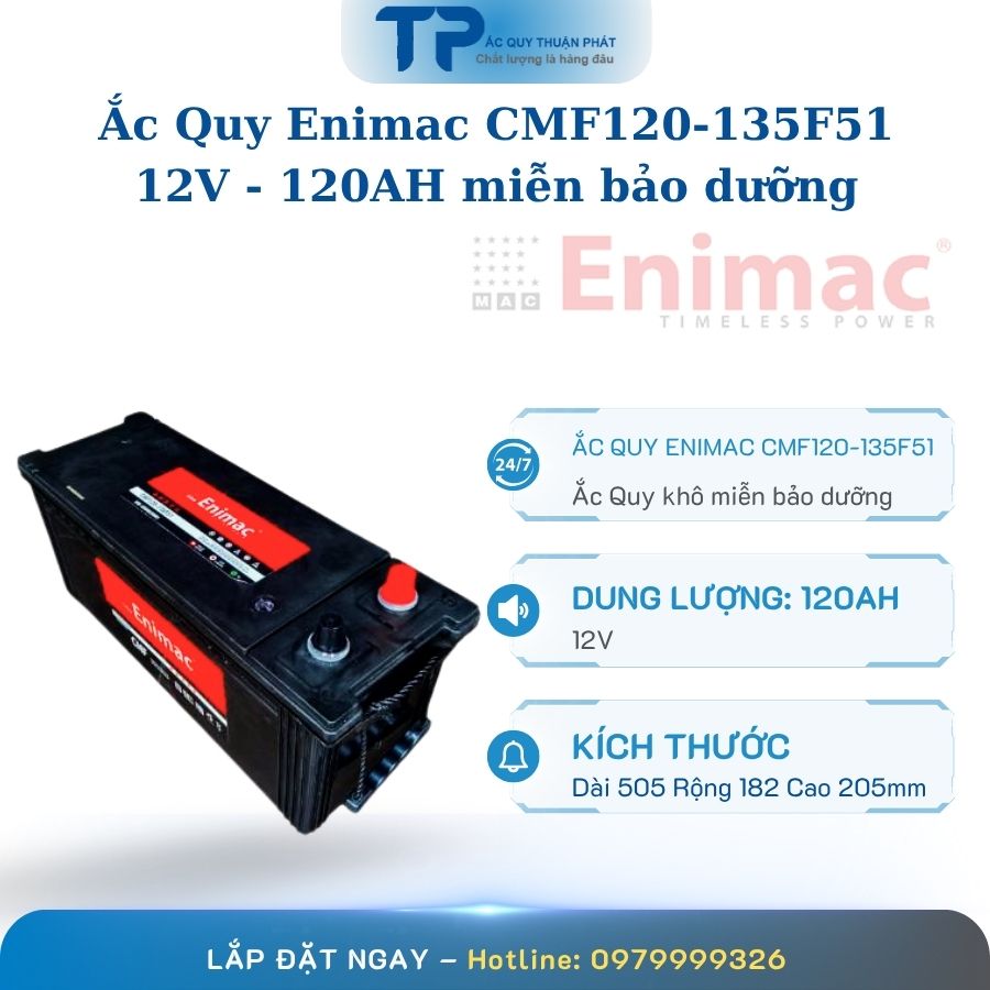 Ắc quy Enimac CMF120 135F51 12V - 120AH miễn bảo dưỡng