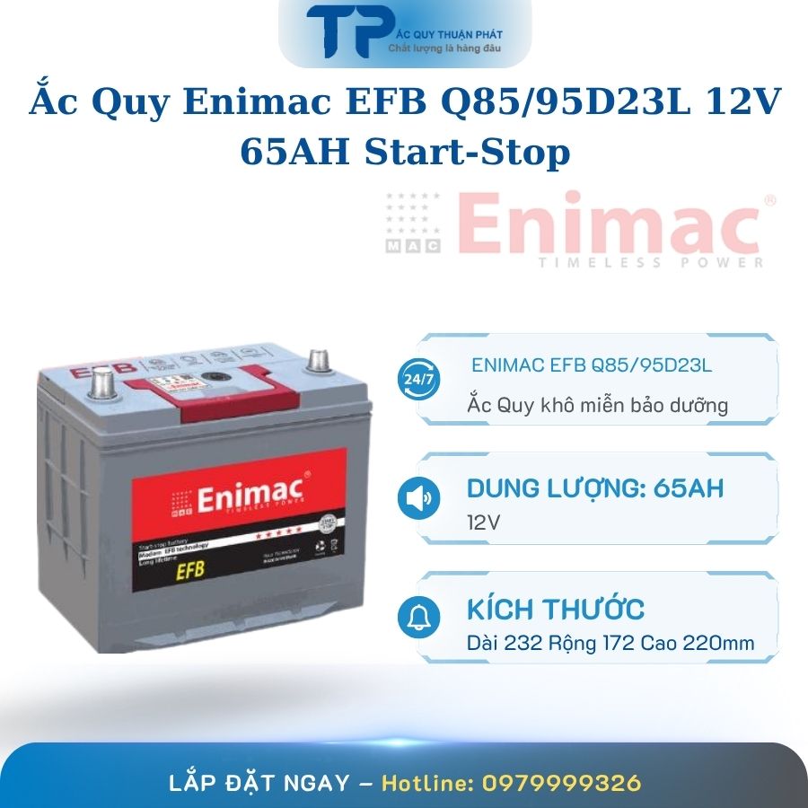 Ắc quy Enimac EFB Q85/95D23L 12V - 65AH chính hãng Start-stop