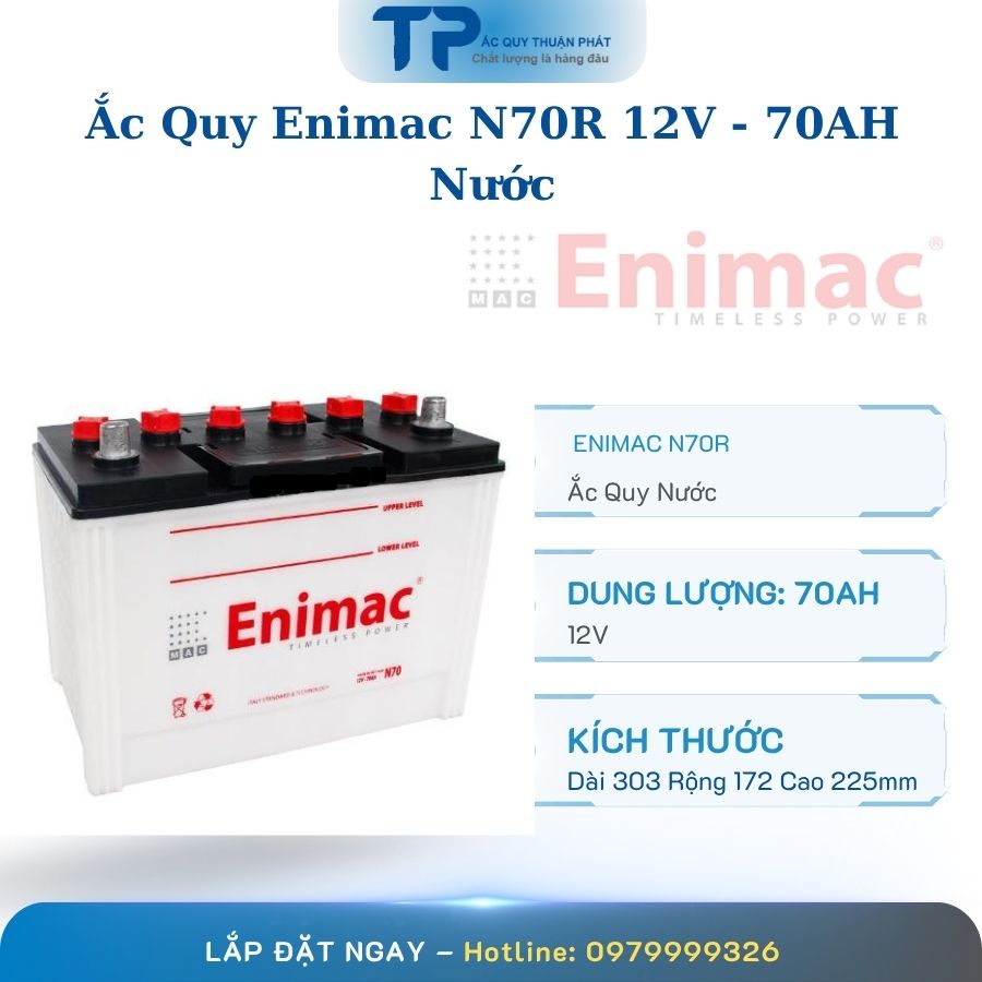 Ắc quy Enimac N70R 12V -70AH Nước