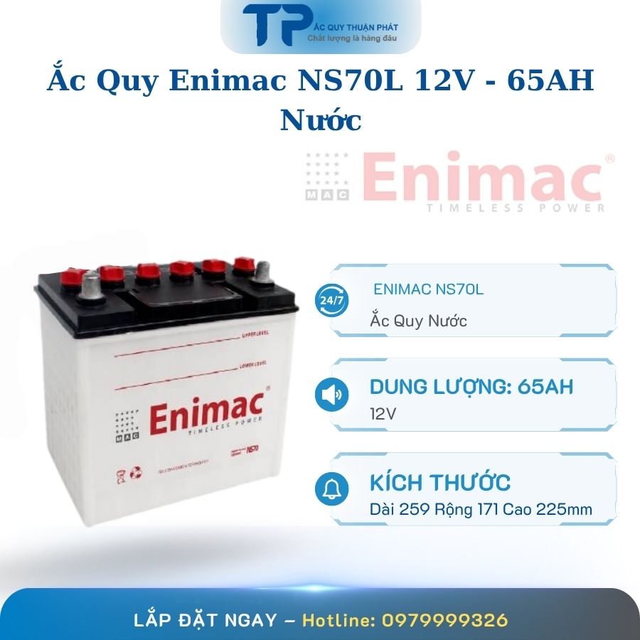 Ắc quy Enimac NS70L 12V - 65AH Nước