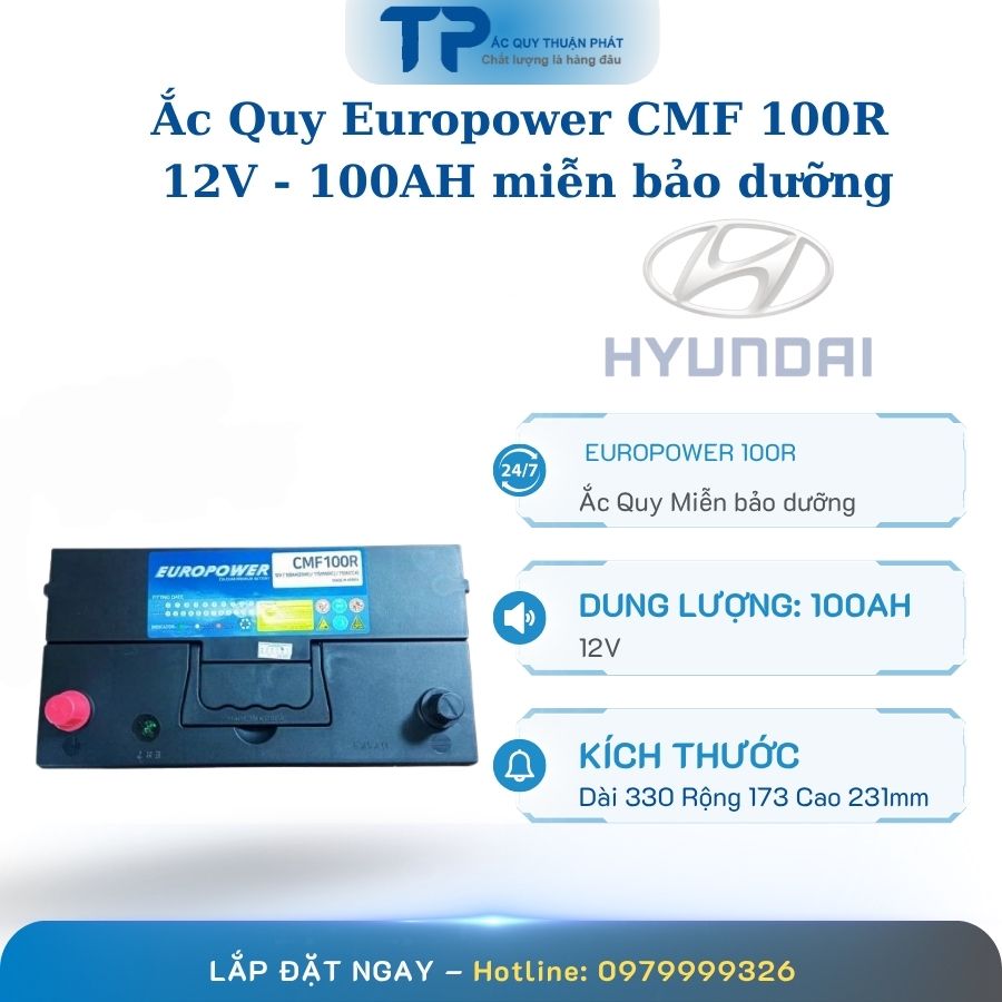 Ắc quy Europower CMF 100R 12V - 100AH miễn bảo dưỡng