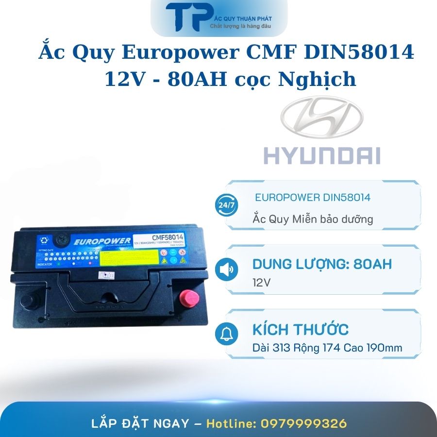 Ắc quy Europower CMF DIN58014 12V - 80AH cọc nghịch