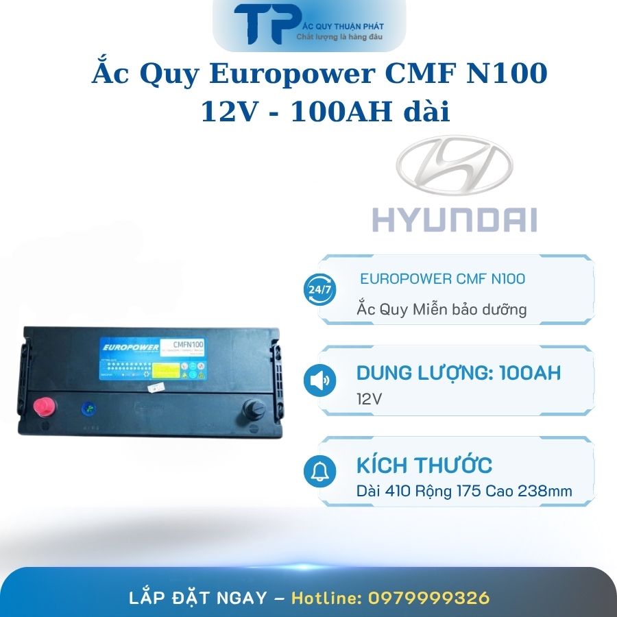 Ắc quy Europower CMF N100 12V - 100AH dài