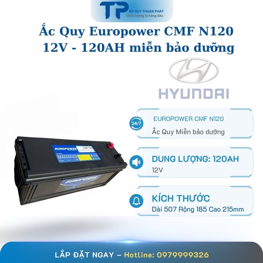 Ắc quy Europower CMF N120 12V - 120AH miễn bảo dưỡng