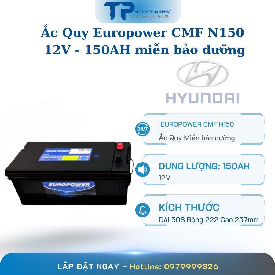 Ắc quy Europower CMF N150 12V - 150AH miễn bảo dưỡng