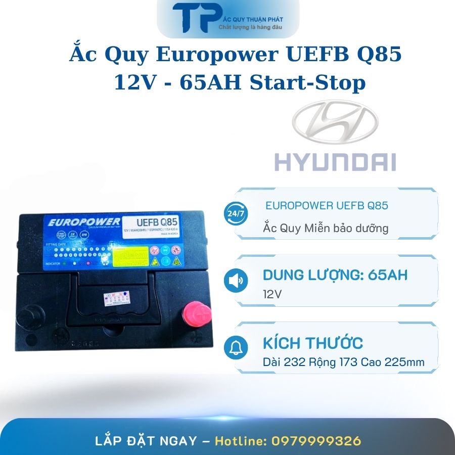 Ắc quy Europower UEFB Q85 12V - 65AH Start-Stop