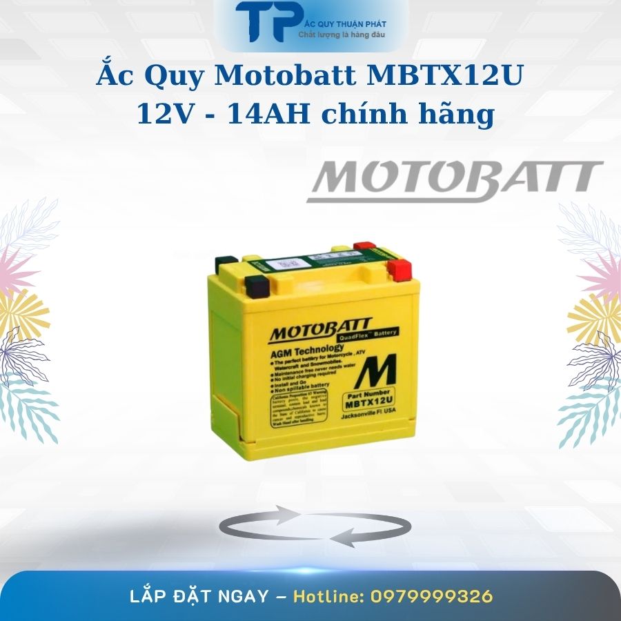 Ắc quy Motobatt MBTX12U 12V - 14AH chính hãng