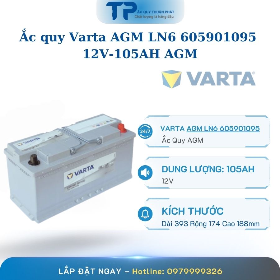 Ắc quy Varta AGM LN6 605901095 12V - 105AH cọc chìm