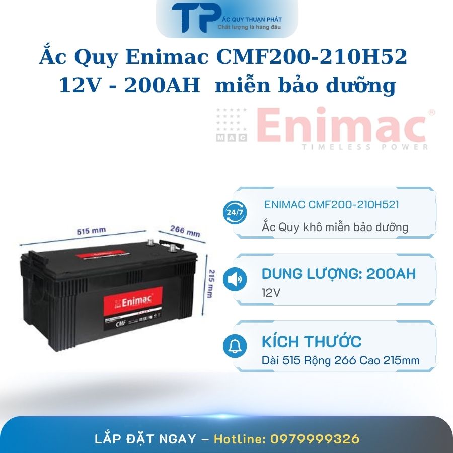 Ắc quy Enimac CMF200-210H52 12V - 200AH miễn bảo dưỡng