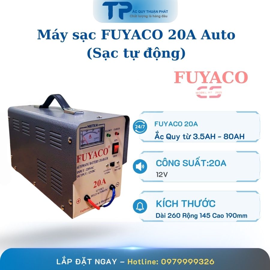 Máy sạc fuyaco 20A Auto tự động ngắt