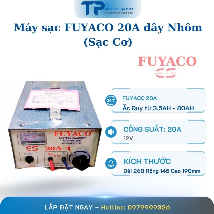 Máy sạc Fuyaco 20A dây nhôm
