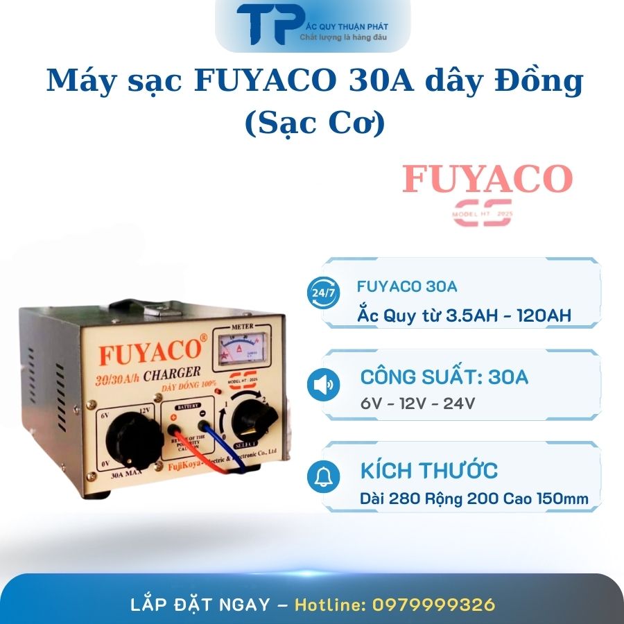 Máy sạc Fuyaco 30A dây đồng