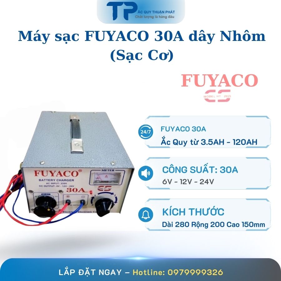 Máy sạc Fuyaco 30A dây nhôm