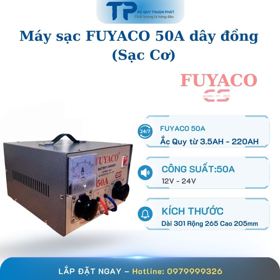 Máy sạc Fuyaco 50A dây đồng