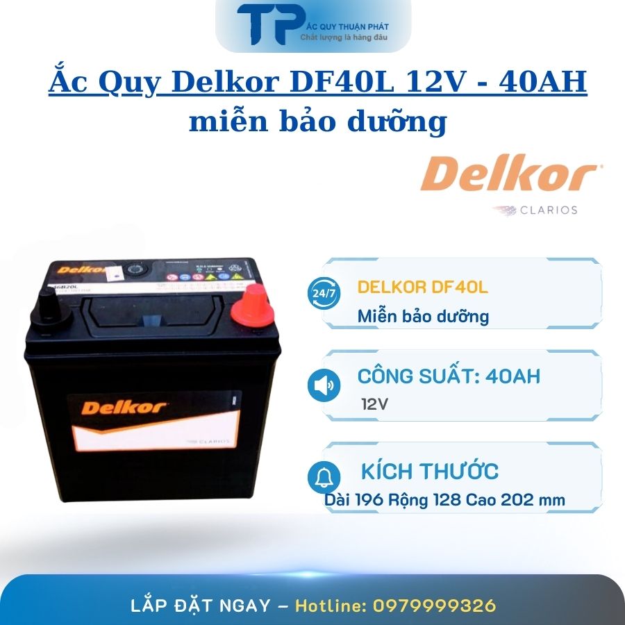 Ắc Quy Delkor DF40AL 12V - 40AH miễn bảo dưỡng