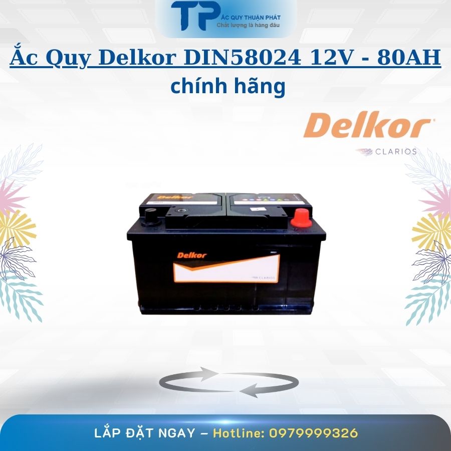 Ắc Quy Delkor DIN58024 12V - 80AH chính hãng