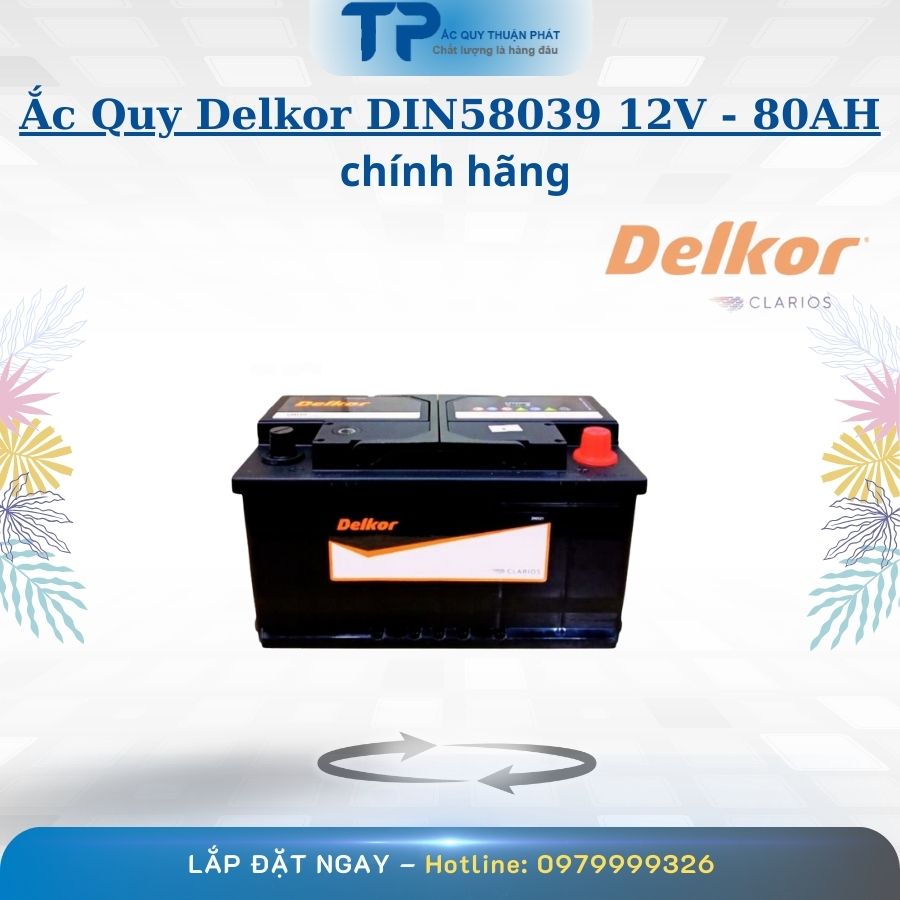 Ắc Quy Delkor DIN58039 12V - 80AH chính hãng