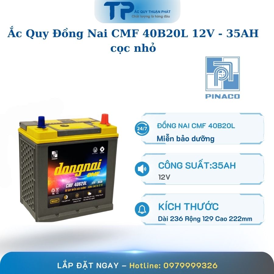 Ắc quy Đồng Nai CMF 40B20L 12V - 35AH cọc nhỏ