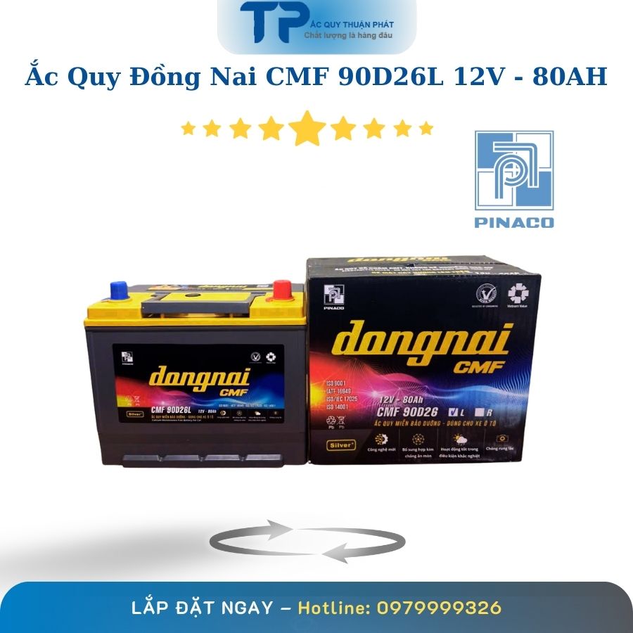 Ắc quy Đồng Nai CMF 90D26L 12V - 80AH