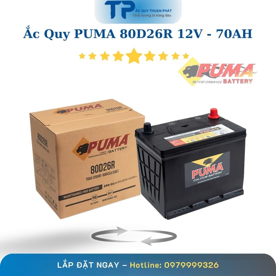Ắc Quy PUMA 80D26R 12V - 70AH