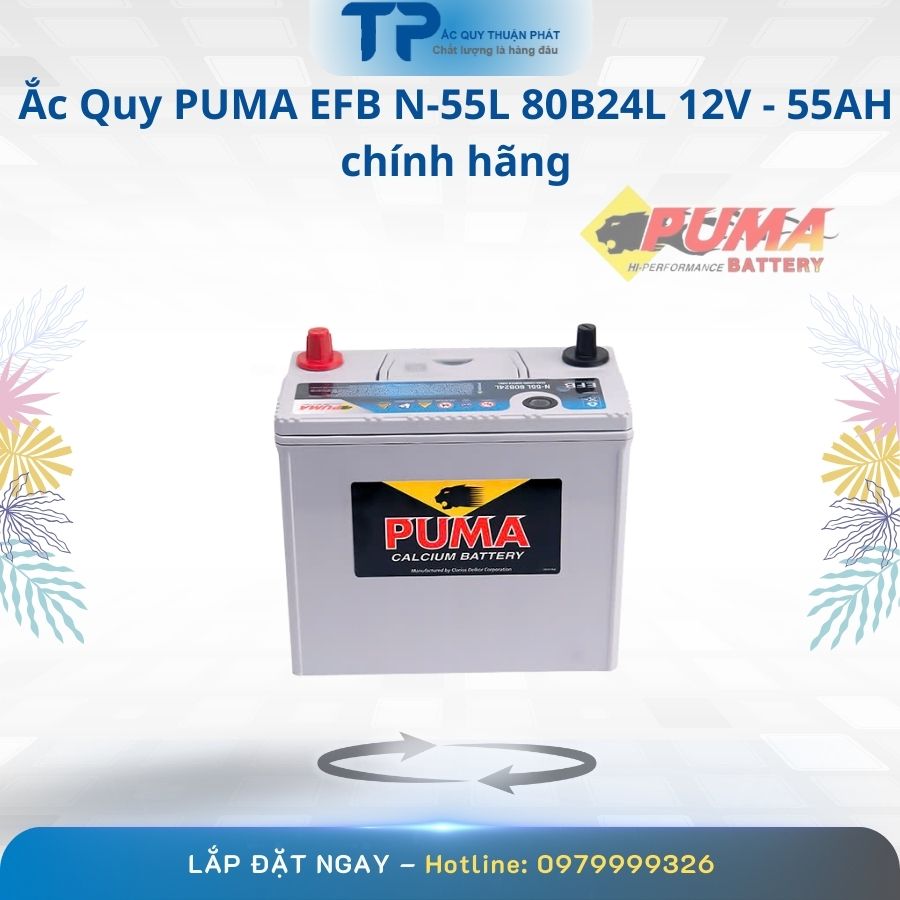 Ắc Quy PUMA EFB 55L-80B24L 12V - 55AH chính hãng